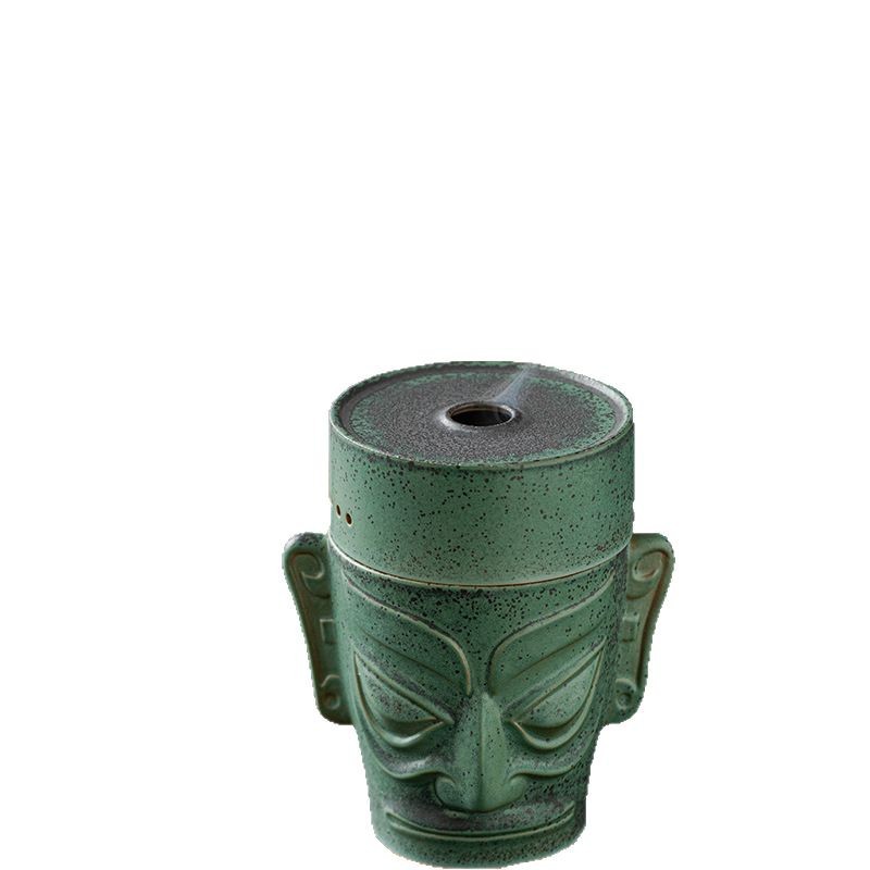 Lư hương mặt nạ đồng Sanxingdui cho hương trong nhà, giá đỡ hương gia dụng sáng tạo, đồ trang trí bằng gốm Zen S.