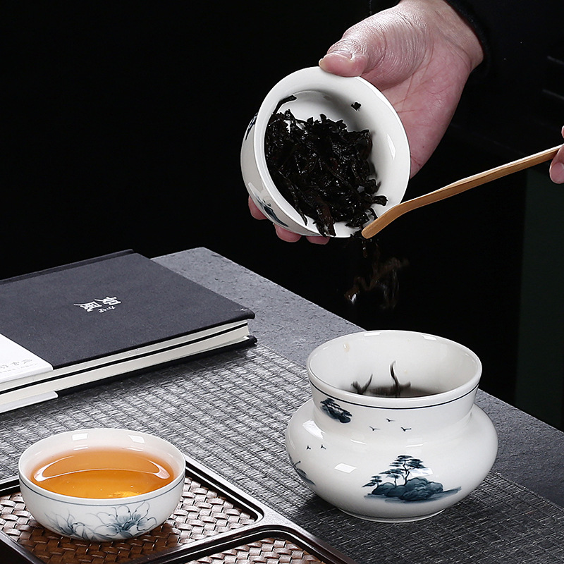 Màu xám thực vật tinh khiết vẽ tay tráng men màu cổ điển xây nước gốm sứ rửa trà cặn bể nước bộ trà gia dụng phụ kiện trà đạo