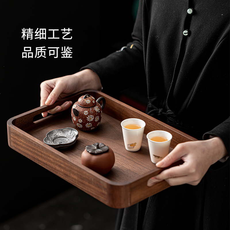 Khay đựng Gỗ Óc Chó khay giải khát gia dụng khay trà phục vụ tách trà khay đựng cà phê nhà hàng khay đựng cà phê gỗ nguyên khối kiểu Nhật lớn