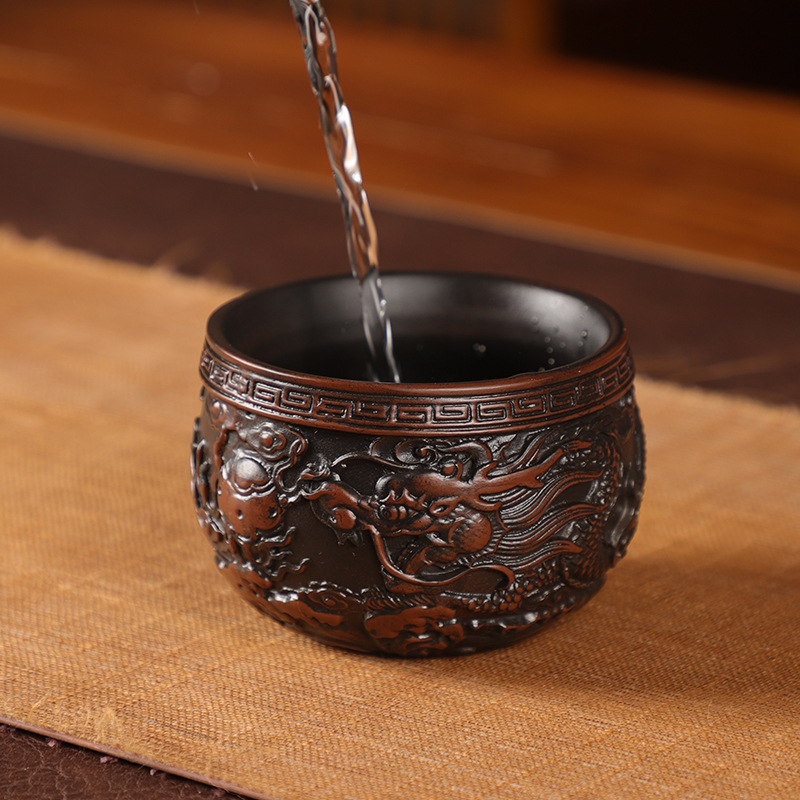 Cốc trà gốm tím Vân Nam Jianshui, cốc chủ nhân, cốc gốm tím Xianglong chạm khắc thủ công, cốc trà cỡ lớn chuyên dụng cá nhân