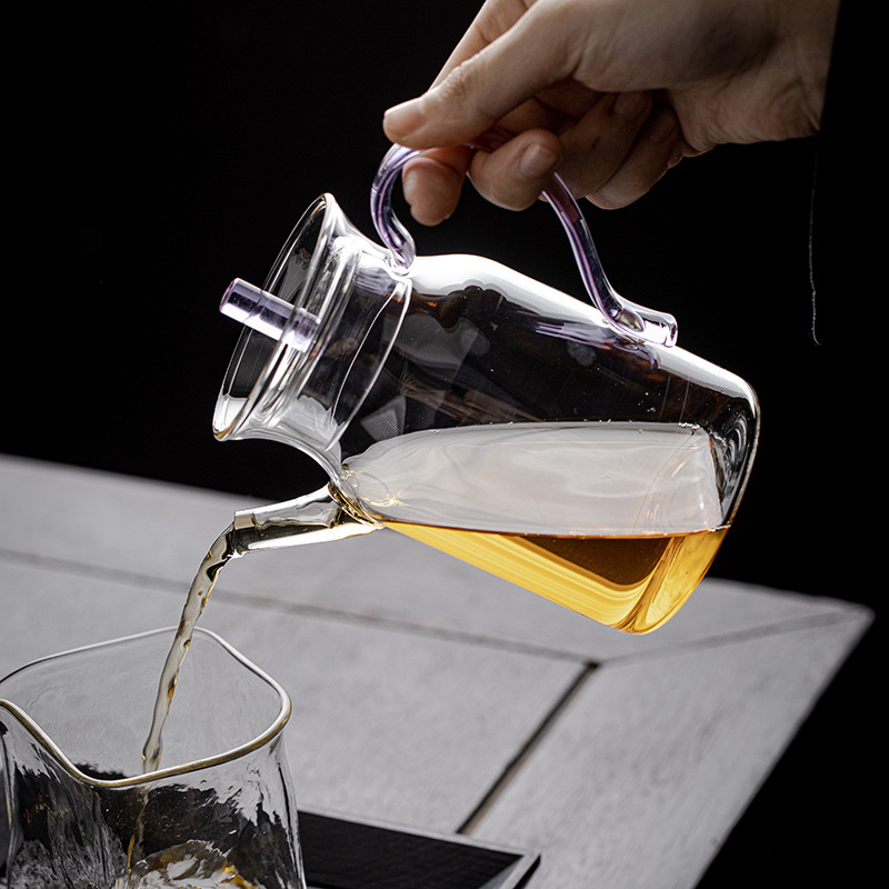 Ấm trà lọc có lỗ bóng cổ kiểu Nhật ấm trà ấm trà ấm trà pha trà xanh đỏ trong suốt có nắp ấm tay cầm Kèn nhỏ