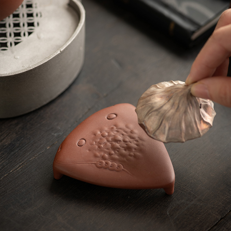 Nắp đất sét tím, nắp khay trà, nắp bát, nắp nồi đất sét tím thủ công, giá đỡ đặc biệt, phụ kiện bộ ấm trà gia đình, đồ trang trí thú cưng bằng trà