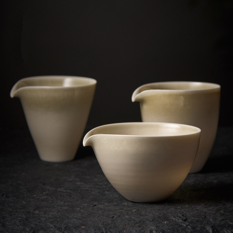 Bộ trà tráng men màu xám thực vật cốc công bằng cốc tách trà gốm sứ đơn cốc đồng nhất phụ kiện trà đạo thủ công Biển Trà gia dụng