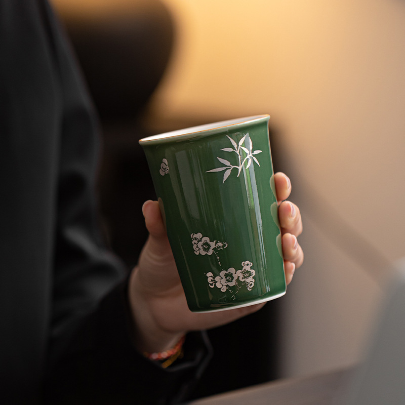 Ba người bạn của tuổi Hán, cốc thủy tinh xanh, cốc coca, cốc pha trà văn phòng, cốc uống nước dung tích lớn