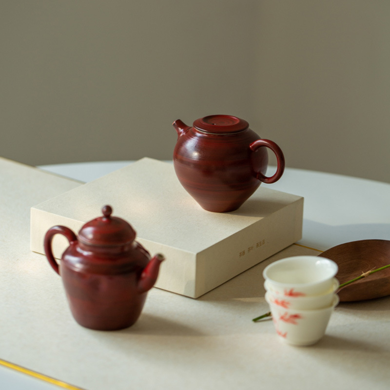 Ấm trà hồng, bộ trà gốm phong cách Wabi-jifeng, ấm trà thủ công gia dụng kiểu Nhật, ấm trà pha trà dung tích lớn