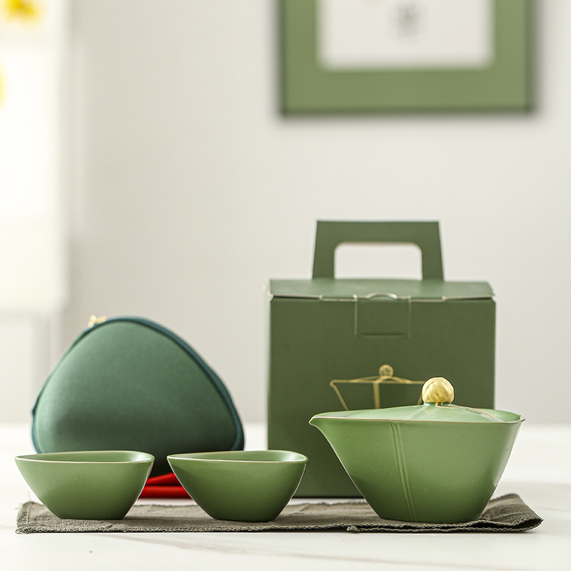 Lễ hội thuyền rồng tam giác đơn giản Quà tặng lưu niệm Quà tặng doanh nghiệp Bộ trà di động du lịch sáng tạo Bộ trà Kung Fu Kuai văn hóa và sáng tạo