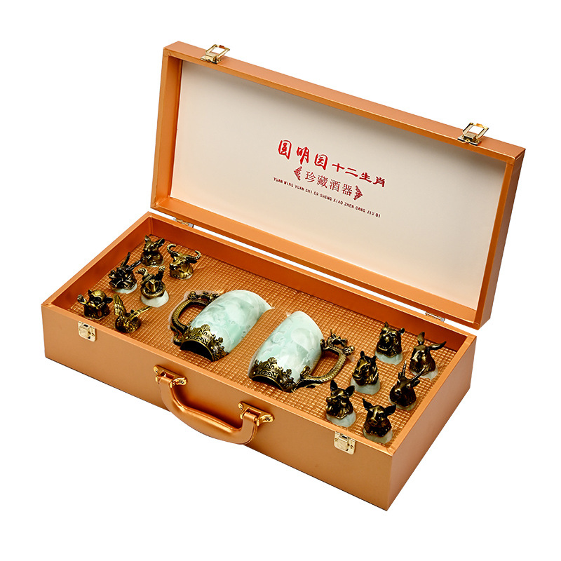 Bộ rượu hoàng đạo kết tinh cao cấp phong cách Trung Quốc gốm sứ trắng cốc rượu tinh thần cốc đựng rượu nhà sáng tạo