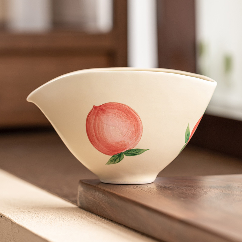Cốc công thức đào vẽ tay màu hồng cốc tách trà gốm sứ cốc đồng nhất trà biển gia dụng phụ kiện bộ trà kungfu đơn