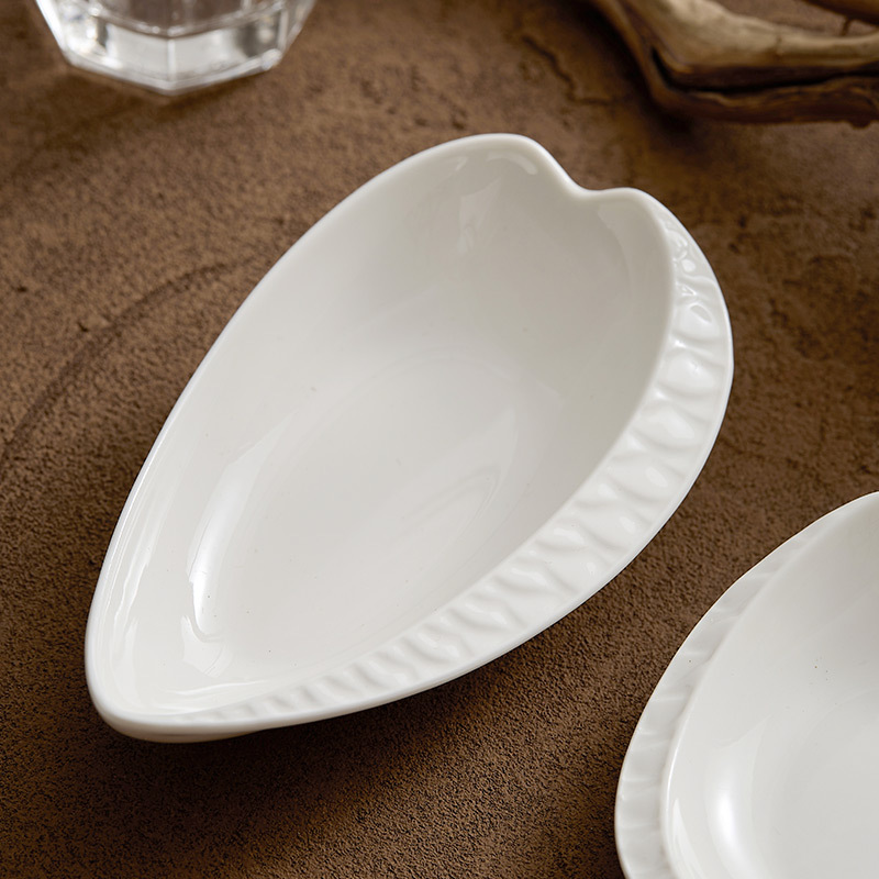 Đĩa nhúng gốm sứ trắng, đĩa gia vị, đĩa không đều sang trọng và cao cấp, đĩa đựng thức ăn, đĩa sâu gia dụng, đĩa hương vị