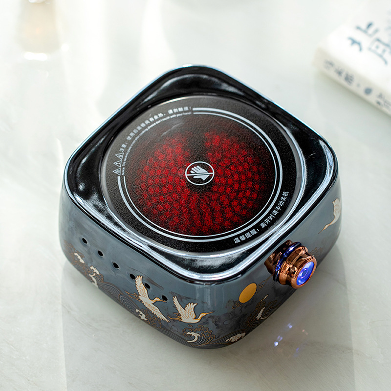 Ấm trà thủy tinh tích hợp nấu, bếp gốm điện dung tích lớn, dụng cụ đun trà tự động, đun nước, pha trà chống bỏng chuyên dụng