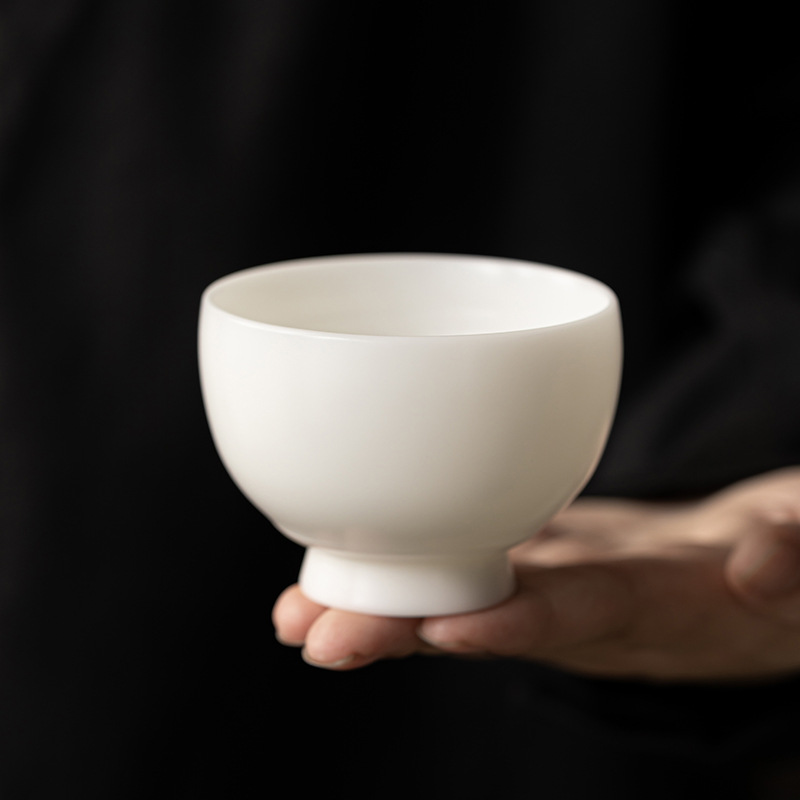 Cốc trà bùn ngọc trắng cốc chủ nhân cốc đơn gốm sứ Đức Hoa gia dụng cốc uống nước cá nhân thủ công dụng cụ trà Kung Fu
