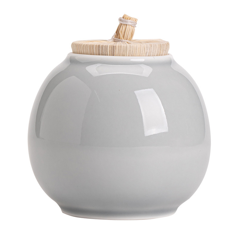 Bình đựng Trà bằng Ngô tráng men xám đá, bình đựng trà, bình kín cầm tay cỡ nhỏ tráng men bồ hóng kiểu Nhật, bình đựng trà