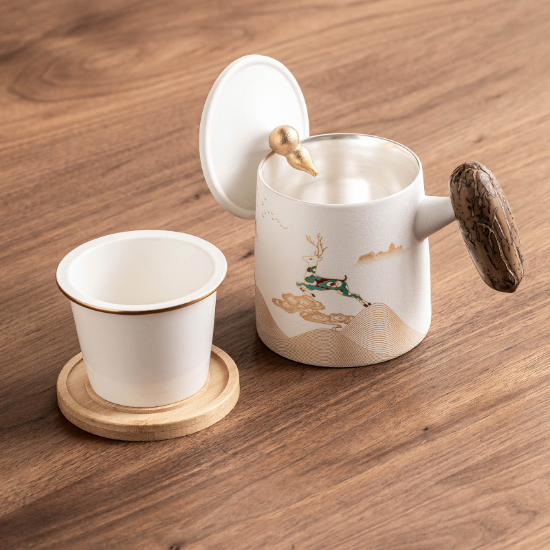 Cốc văn phòng gốm sứ Yi Lu Xiang Sui cốc tách trà có nắp cốc chuyên dụng cá nhân có giá trị cao cốc nước cốc