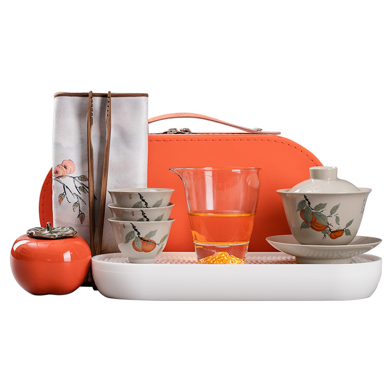 Bán buôn bộ trà du lịch Hồng mơ mộng Bộ một ấm ba chén trà chén ngoài trời cốc trà Kung Fu cầm tay cốc khách nhanh