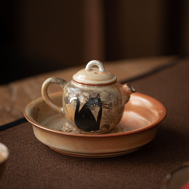 Zhiye Cat Tingyu Ấm đun nước thay đổi bộ trà Kung Fu gốm cổ điển ấm pha trà bóng lỗ lọc ấm đơn nhỏ
