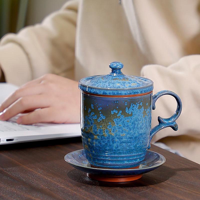 Tang She Zhang Jinxi Floating Jade Blue Jade Tea Tách tách trà cao cấp Cốc lọc nước văn phòng gốm sứ