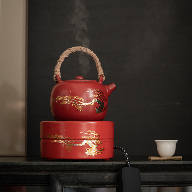 Bếp gốm điện gia dụng táo gai màu đỏ Ấm đun trà ấm đun trà trắng trà Pu'er ấm đun trà điện bếp trà Bộ trà