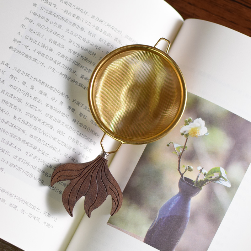 Thép không gỉ 304 cá vàng lọc trà Nhật Bản công bằng cốc trà lá lọc trà đạo trà phụ kiện lọc trà sáng tạo