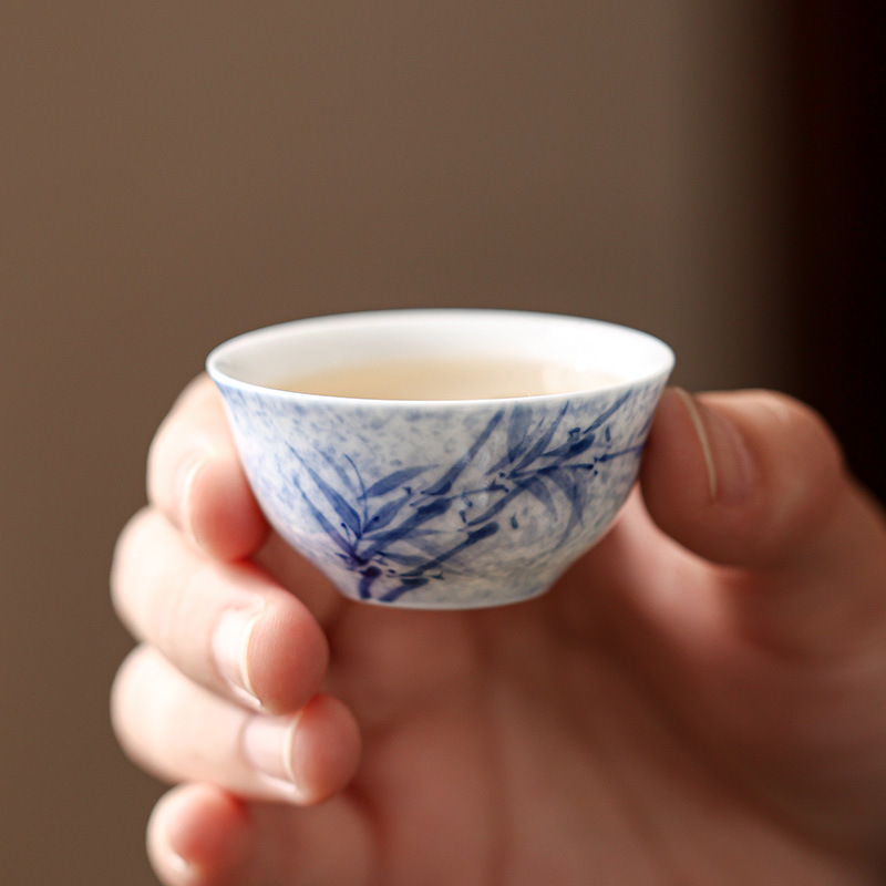 Bộ ấm chén trà sứ trắng xanh kiểu Kung Fu, chén sứ thủ công, chén đơn, chén trà nhỏ dùng trong nhà, phục vụ khách