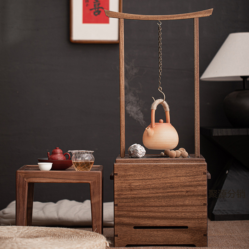 Gỗ Óc Chó gỗ nguyên khối cao cấp nấu trà nướng trà nhỏ bếp tơ điện bàn trà bàn trà bếp than nhỏ bộ đồ trà