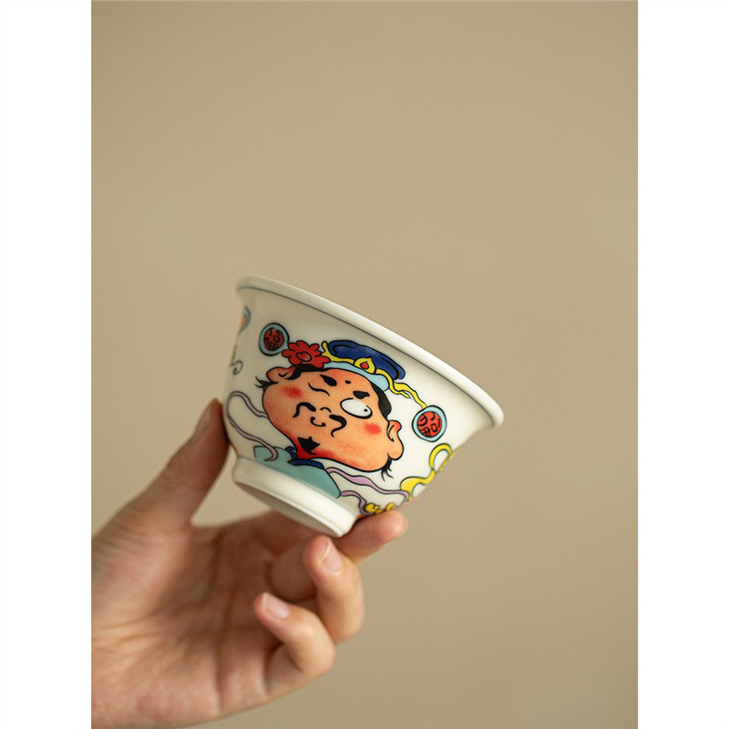 Cốc áp lực thủy triều quốc gia Fu Lu Shou Xi Cai cốc trà gốm sứ cốc chủ nhân cốc đơn tách trà cốc trà cao cấp chuyên dụng cá nhân