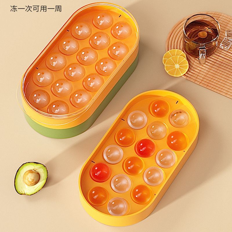 Khuôn đá viên khúc côn cầu gia dụng hình tròn hình cầu nhỏ có nắp làm đá viên hiện vật ngăn đá Silicone cấp thực phẩm