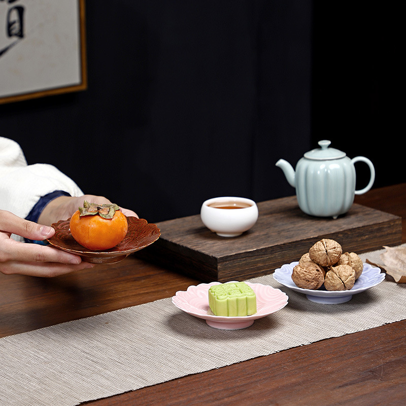 Đĩa ăn nhẹ trà chiều Đĩa trái cây Đĩa nhỏ cao cấp Đĩa nhổ xương bằng gốm sứ gia dụng Nguyên liệu nhúng đĩa khô tinh tế