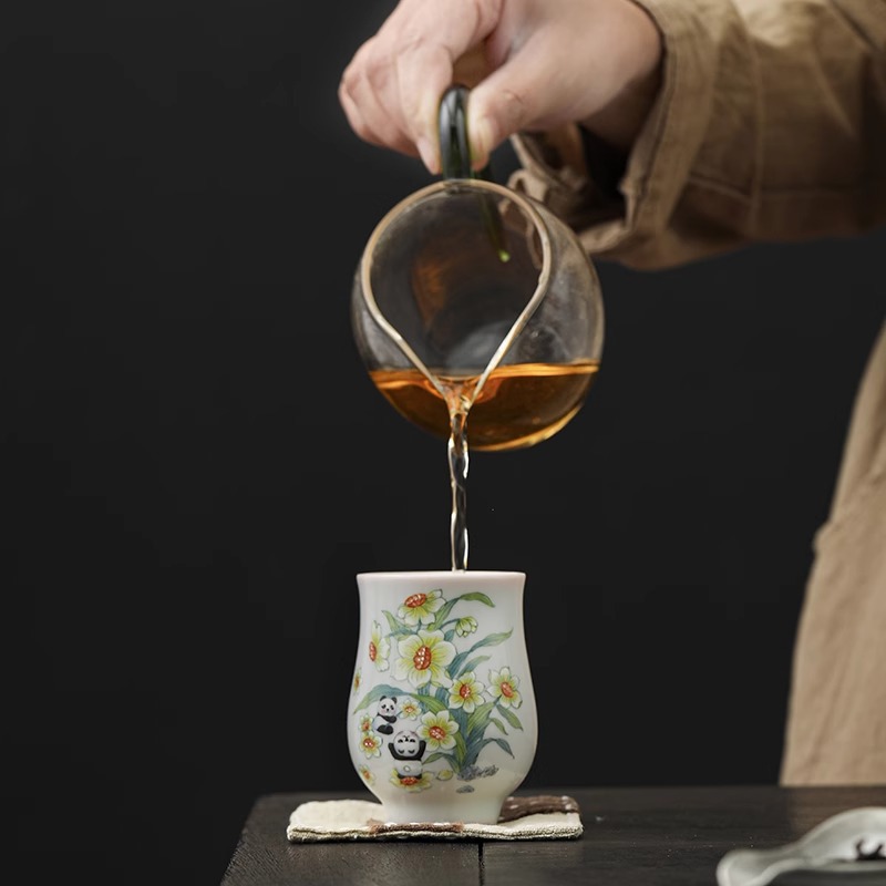 Tác phẩm vẽ tay của Master De Ding Zhuang Xiaoming "Flower Leisure" cao cấp cá nhân tinh tế cốc chủ cốc đơn cốc trà