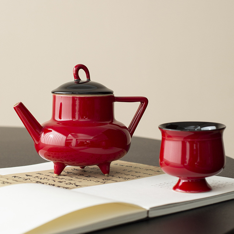 Bộ ấm trà Kung Fu màu đỏ Tử Cấm Thành Ấm trà nhỏ gia dụng Ấm trà Trung Quốc dùng cho một người Ấm pha trà cá nhân dành cho nữ Ấm đơn