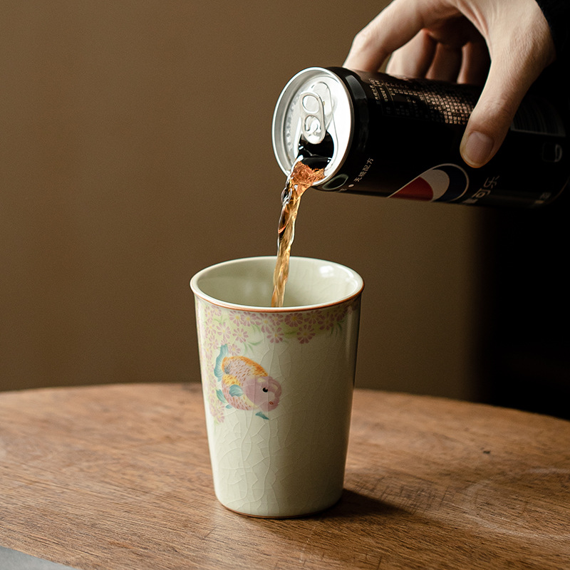 Cốc cốc Coca cá vàng Ru Lò Vàng Kiểu Trung Quốc Cốc sứ dung tích lớn cốc chủ nhân cốc uống trà cốc nước giải khát cổ điển kiểu Trung Quốc