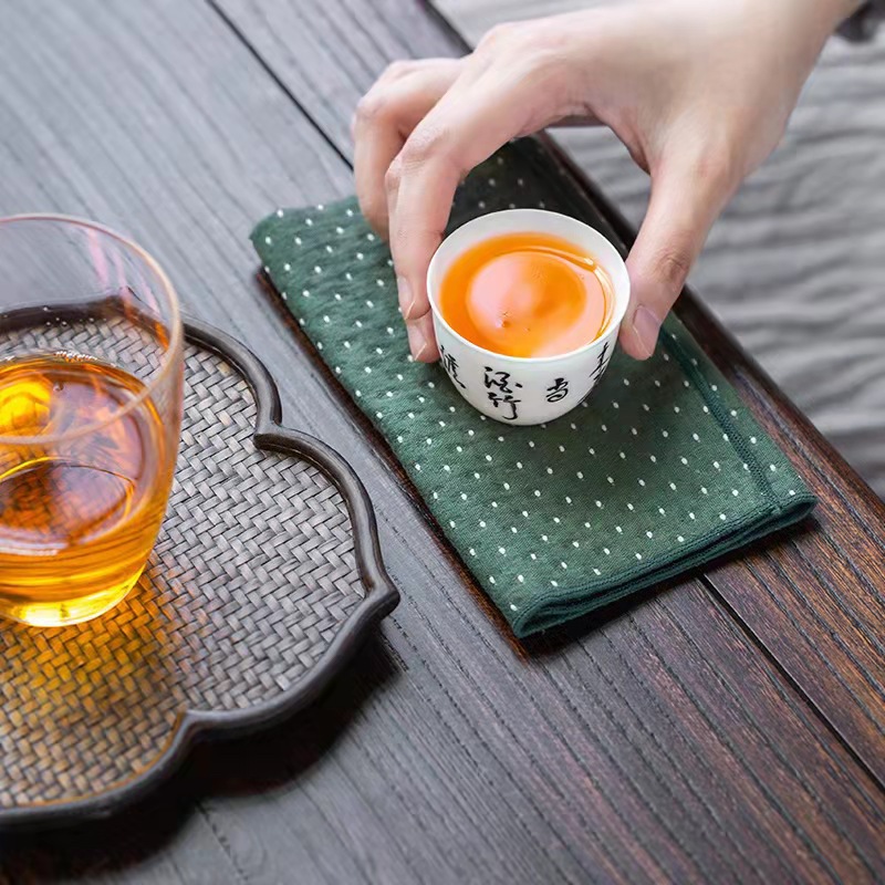 Khăn trà cotton và lanh kiểu Nhật khăn trà hút nước bầu trời đầy sao khăn trải bàn trà dày khăn trải bàn trà khăn trải bàn trà phụ kiện bán buôn