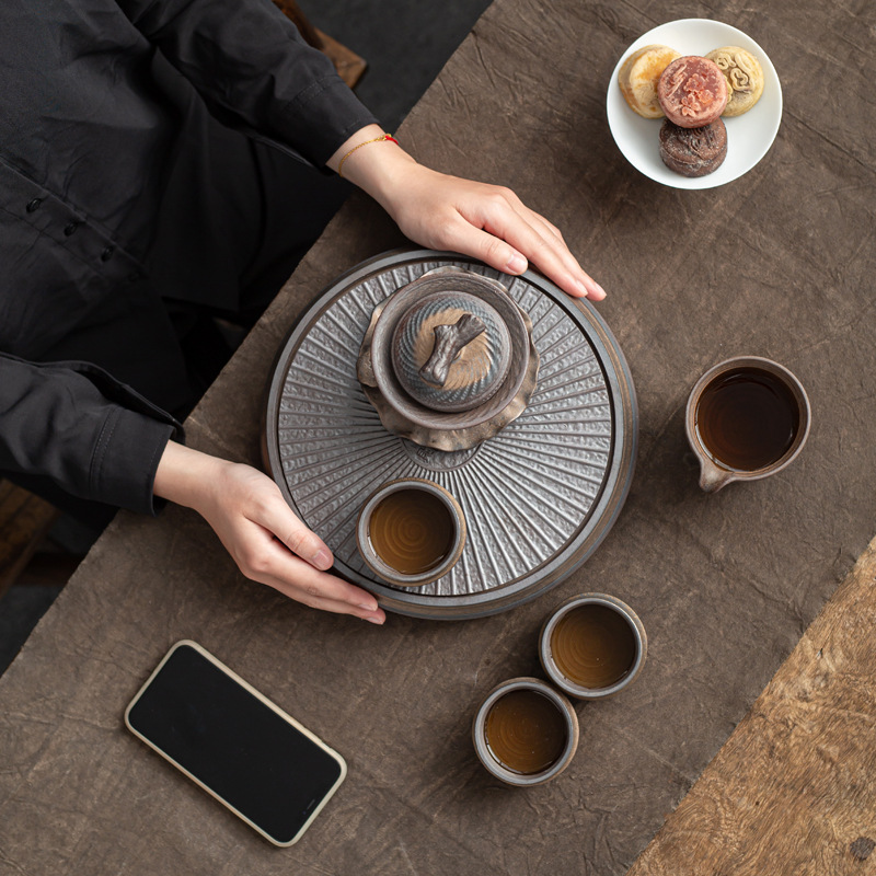 Bán buôn gốm thô cầm tay ba cái bát có nắp đậy đơn chống bỏng cổ điển Jingdezhen làm bằng tay Bát trà gốm sứ bằng gỗ có nắp