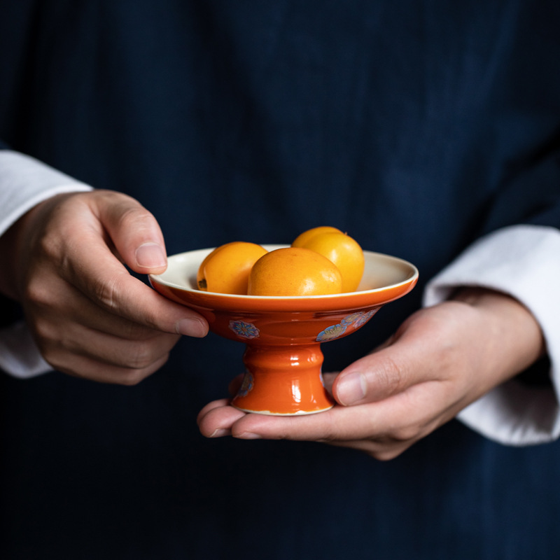 Khay giải khát màu xanh ngọc lam kiểu Nhật, khay bánh ngọt hoa quả cao gốm sứ đơn giản cỡ lớn gia dụng, Khay trà, khay ăn vặt