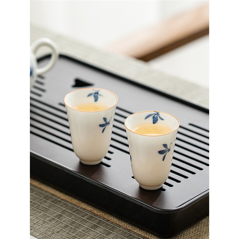 Cốc trà hoa mộc lan vẽ tay cốc trà gốm sứ phòng khách gia dụng cốc đơn cốc chủ nhân cốc trà cốc trà giá trị cao