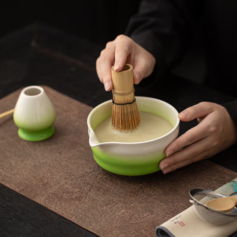Yjian Gradient Matcha Bộ tám món Phụ kiện bộ trà gia dụng Giả Song điểm trà đạo trà Baixi bát trà bàn chải lọc