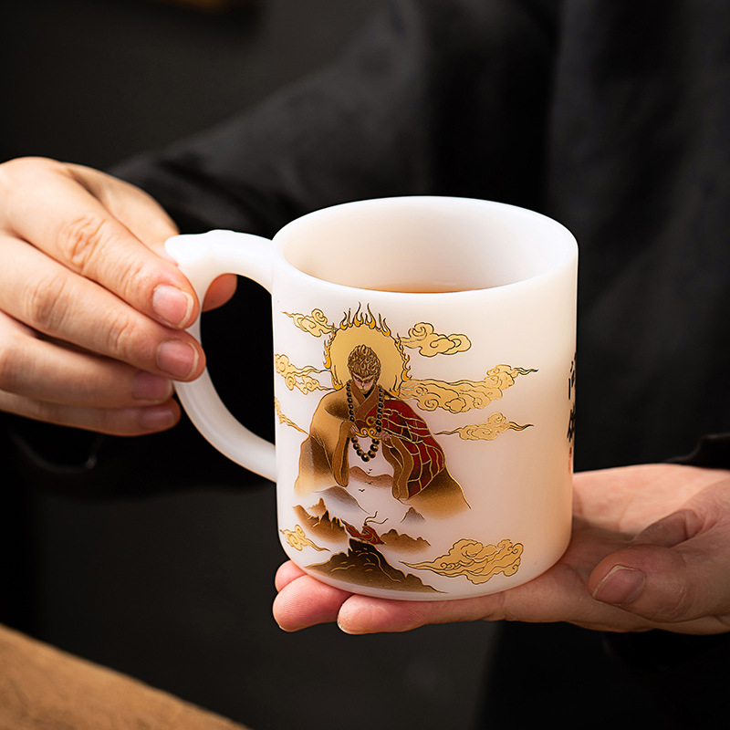 Cốc văn phòng bằng sứ ngọc bích Xianxian, cốc pha trà gốm sứ sang trọng cao cấp dành cho nam, cốc trà tách trà, quà tặng