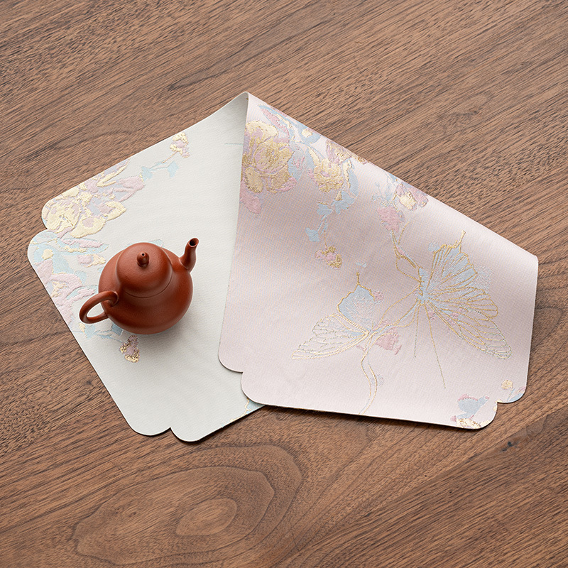 Tấm lót bàn trà khô hai mặt dệt vàng nổi Tấm lót bàn trà khô