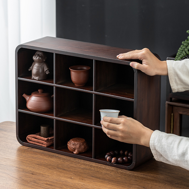 Giá đựng trà trên bàn, giá đựng đồ gốm nhỏ, Giá trưng bày ấm trà tử sa kiểu Trung Quốc, Giá đựng trà đạo