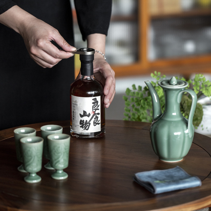 Bình rượu gia dụng giả Song Ge Kiln Bộ gốm sứ Bình rượu nóng cổ điển hoài cổ