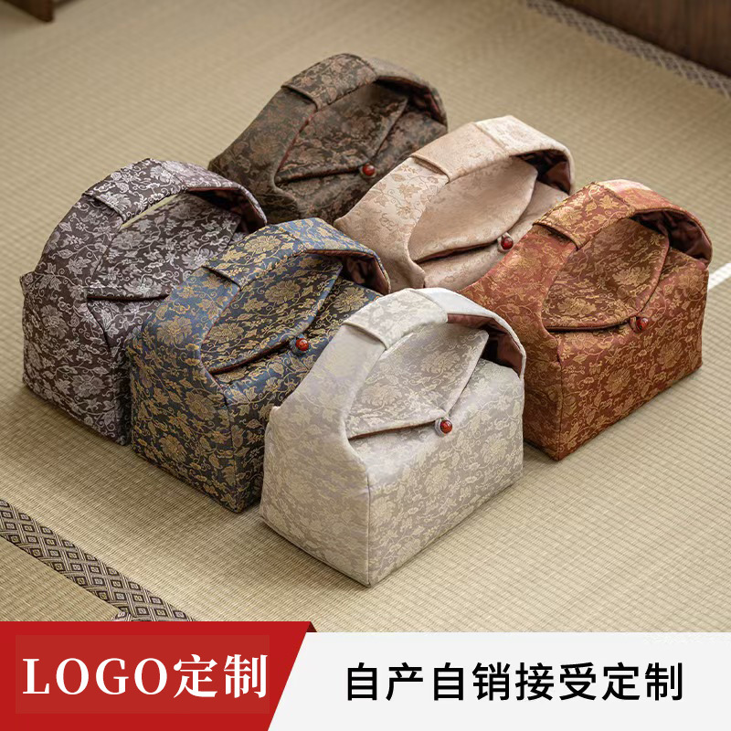 Túi lưu trữ bộ trà thổ cẩm hoa sen lưu trữ bộ trà du lịch ngoài trời có nắp hộp đựng ấm trà túi vải trà túi đựng trà