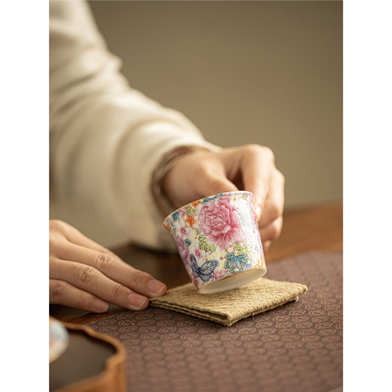 Cốc chủ nhân gốm sứ tráng men phong cách Trung Quốc cốc đơn bộ trà cao cấp nữ cốc pha trà cốc ống thẳng chuyên dụng cá nhân