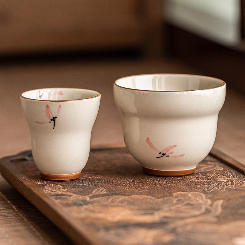 Nhà máy vẽ tay màu hồng phong lan cốc bầu cốc trà ngon cốc chủ nhân gốm cốc đơn cốc trà Trung Quốc cốc trà Kung Fu