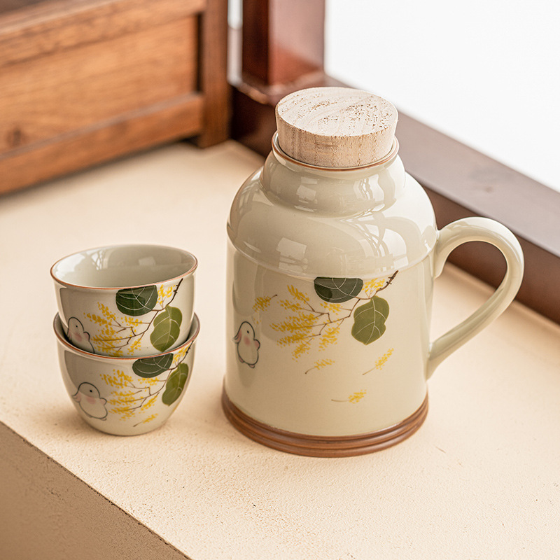 Ấm pha trà Thỏ mặt trăng vẽ tay Ấm Trà chống bỏng dung tích lớn Ấm pha trà gia dụng Bộ trà gốm sứ Ấm trà Kung Fu