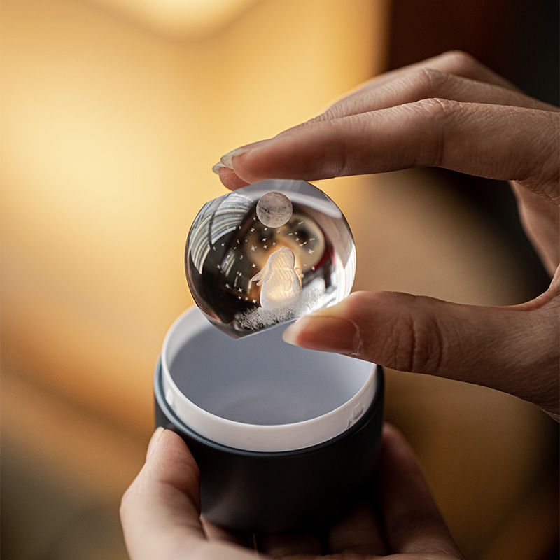 Bán buôn thỏ mặt trăng nhỏ thủy tinh có nắp đựng trà chơi Mochizuki Rabbit/tiền thỏ có nắp đậy ấm trà tử sa để phụ kiện trà đạo