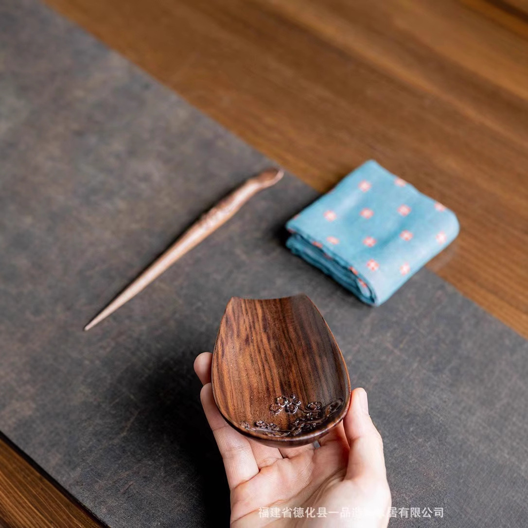 Trà óc chó, đạo cụ trà Kung Fu, gỗ rắn, thưởng trà, khăn trà sen, thìa trà kết hợp nướng trà