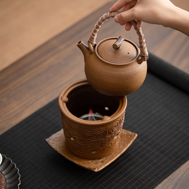 Nước sốt Men Bùn đá cũ dụng cụ nấu trà dụng cụ nấu trà ấm lò cắm trại ngoài trời phụ kiện nấu trà ấm trà đế sưởi ấm