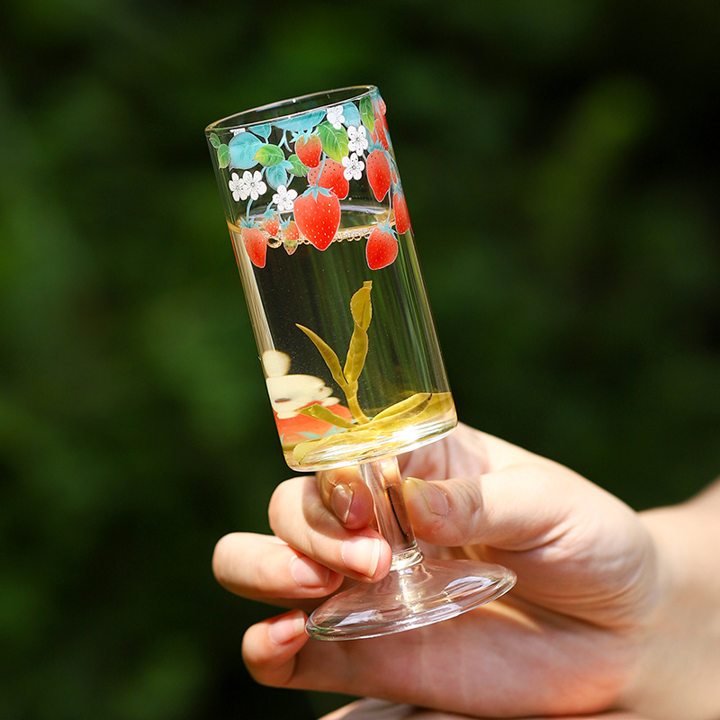 Cốc trà chân cao thủy tinh, cốc trà xanh chân cao, Cốc pha trà, cốc hương thơm, Cốc pha trà sáng tạo, Cốc pha trà