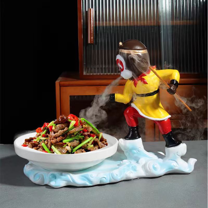 Khách sạn nổi tiếng trên mạng quan niệm nghệ thuật bộ đồ ăn đá khô Monkey King cá tính Nhà hàng chủ đề món ăn đặc biệt đĩa sáng tạo nhà hàng