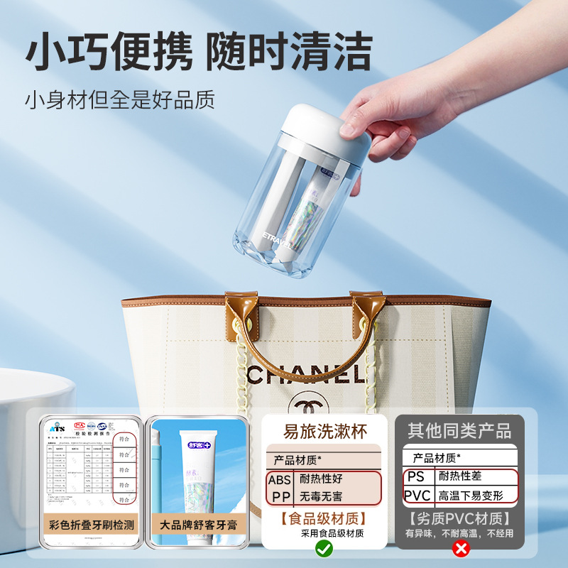 Bộ đồ vệ sinh cá nhân xách tay ba trong một ETRAVEL Bộ đồ vệ sinh cá nhân du lịch mini, kem đánh răng, bàn chải đánh răng, nước súc miệng