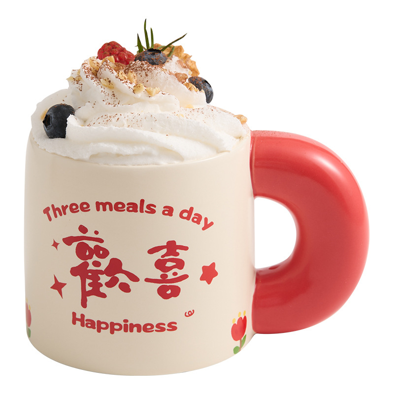 Cốc tai to cốc gốm sứ giá trị cao cho nữ cốc nước đôi tân hôn lễ hội cốc uống nước mùa hè gia dụng